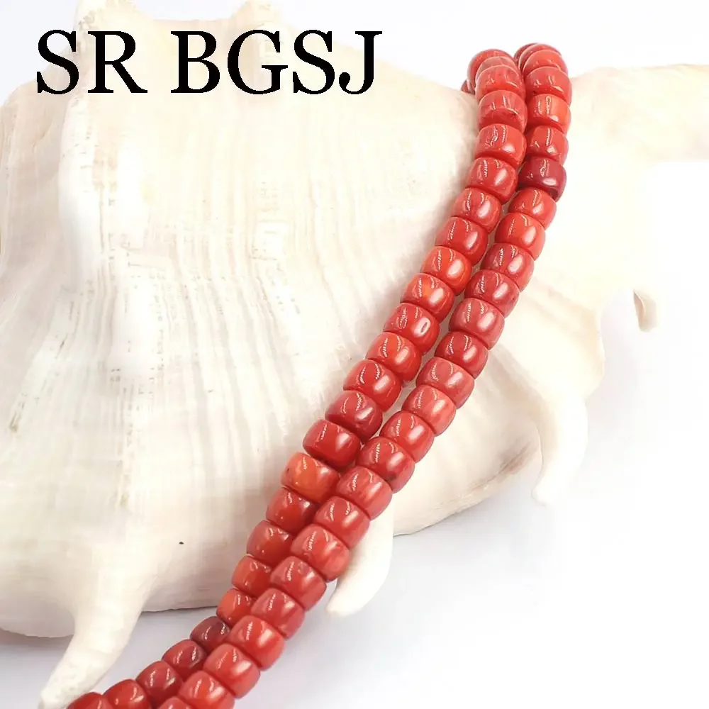 4x6mm 15inch Drum Rondelle Beaded Jewelry DIY Loose Real Genuine Natural Red Sea Bamboo Coral Beads