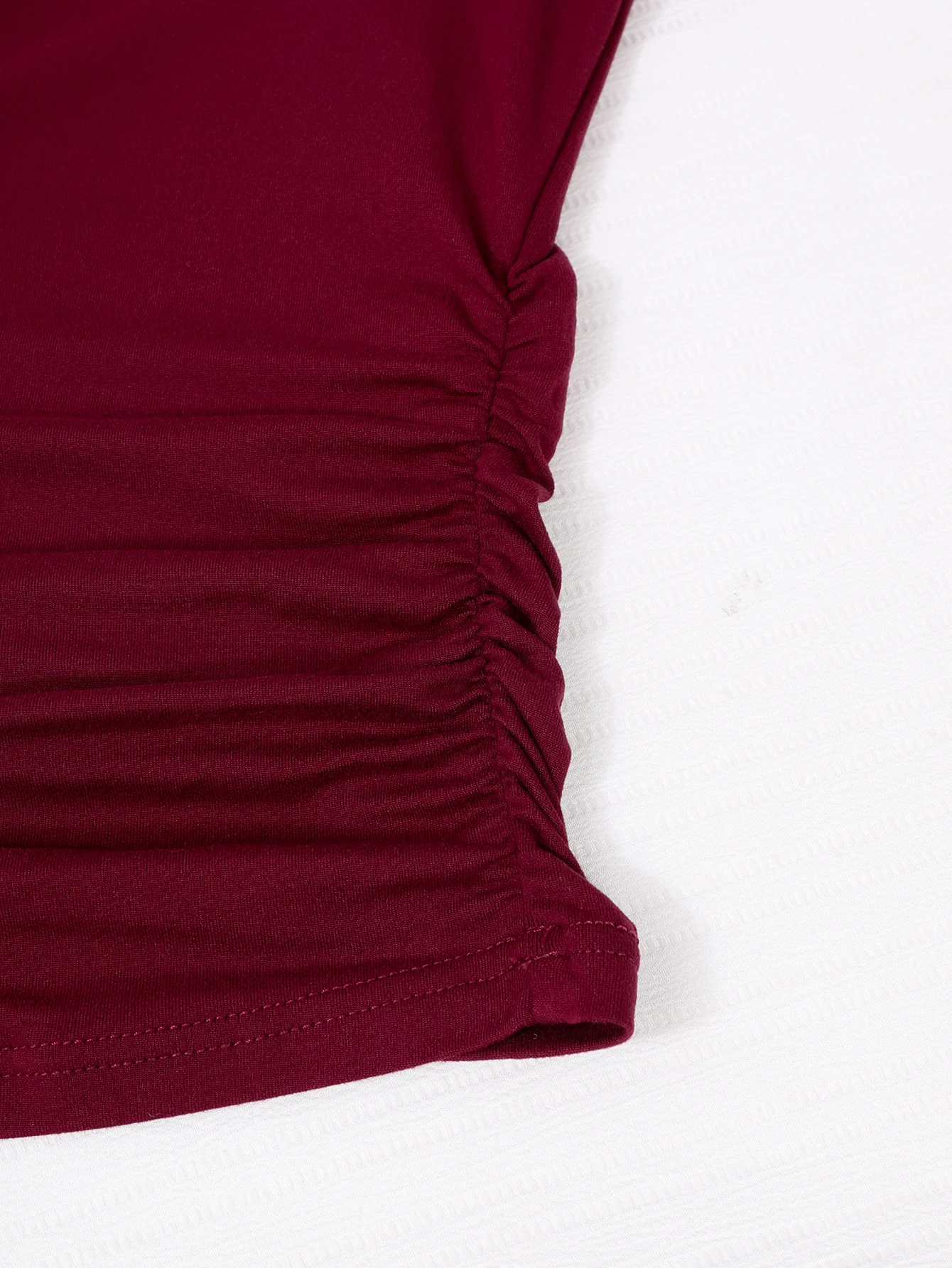 Weinrote Langarm-Damenoberteile mit eckigem Ausschnitt, hochelastische, taillierte Oberteile für Damen, günstiger Damenpullover – Detail 6