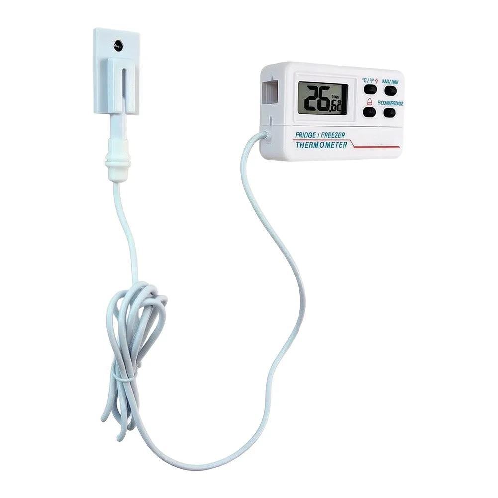 Digital Refrigerator Thermometer With Alarm High Low Temp=Alert LCD Display For Freezer= Kitchen Food Storage Safety Monitor