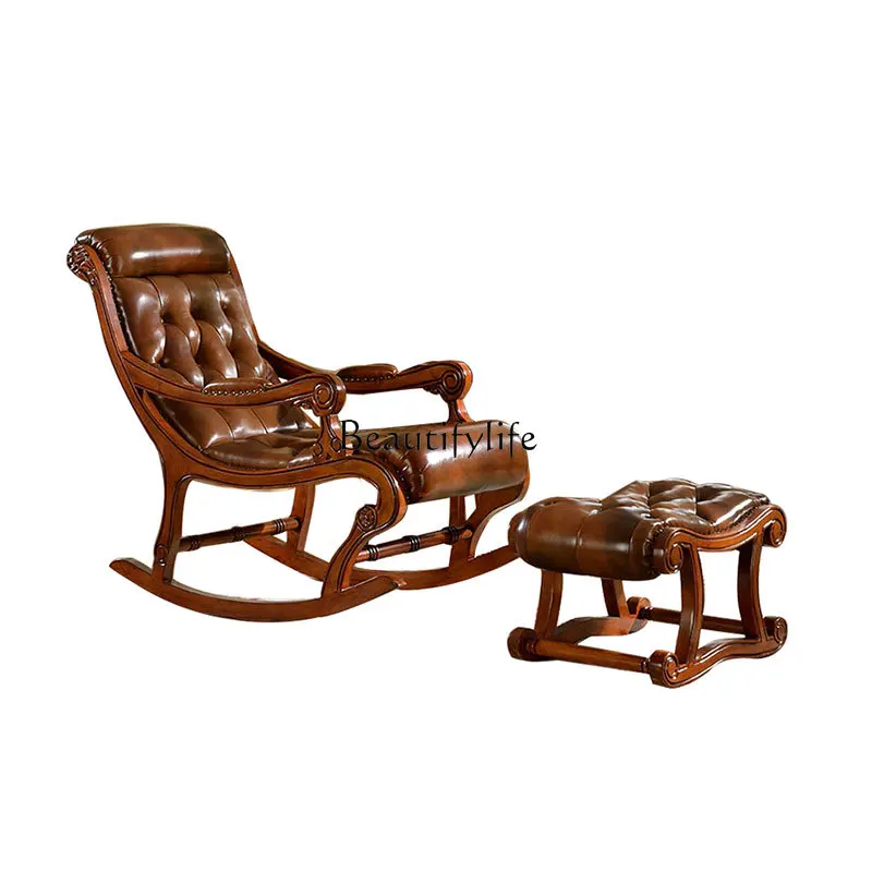 

13American Solid Wood Rocking Leisure Chair Household Adults and Elderly Snap Chair Leisure Chair
