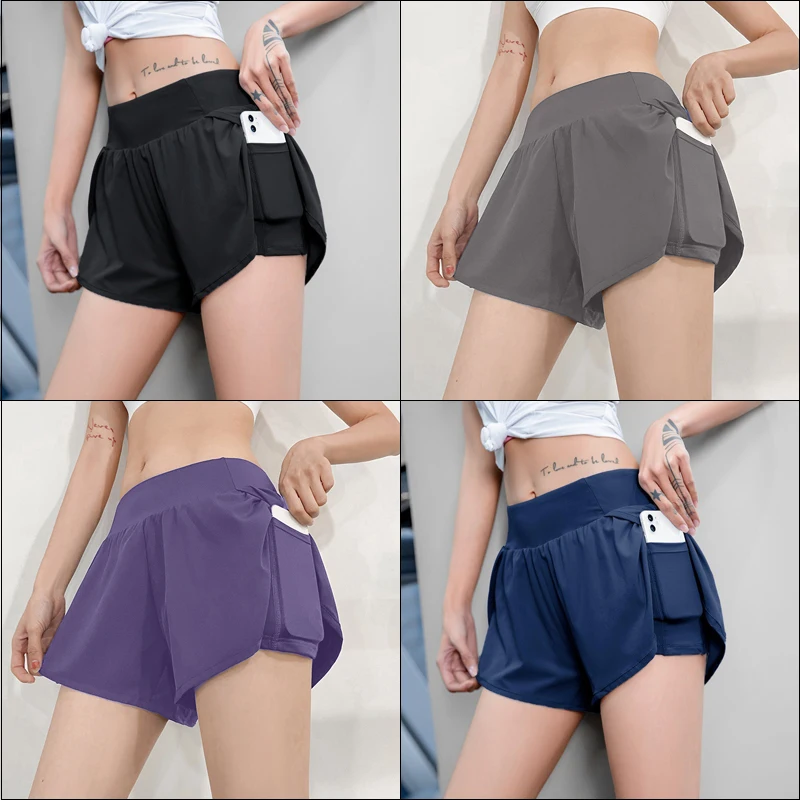

2025 New Yoga Shorts Women Quick-drying Loose Slim Pocket Fitness Three-point Sports Pants