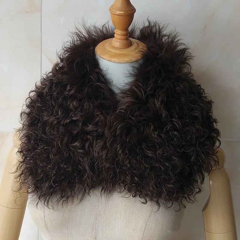 Damen Winter Echt-Lammfell-Schal Modischer Warmer Dicker Luxus Echtfell-Schal für Frauen – Detail 11