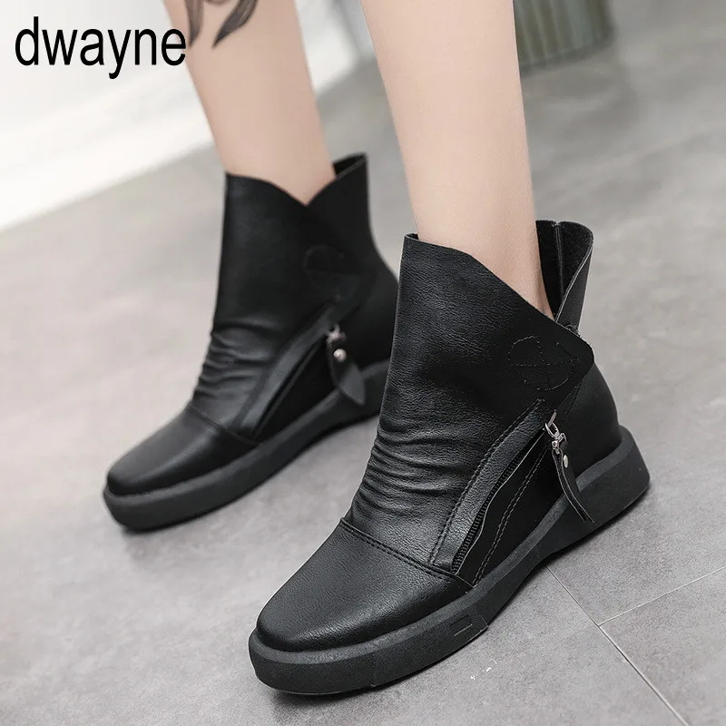 

Fashion Women Ankle Boots Soft Flat Shoes Comfortable Women Boots Lace Up Zipper Classic Shoes ghn89