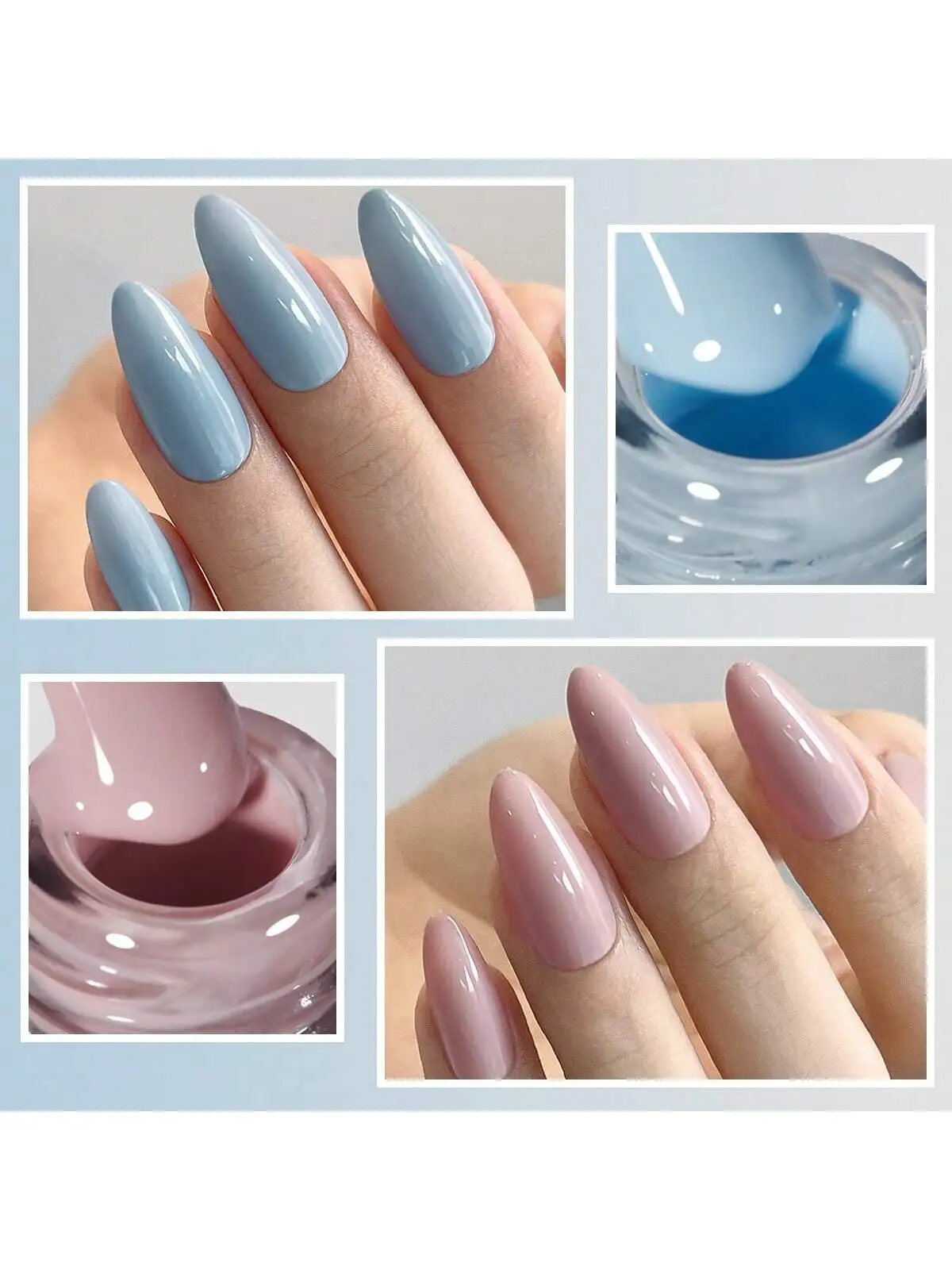 XEIJAYI 6종 핑크 누드 블루 네일 젤 폴리쉬 세트, 세미 퍼머넌트 네일 아트, UV LED 네일 살롱, DIY 네일 살롱 젤