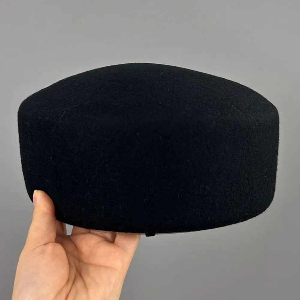 New Wool Wool Pillbox Hat Structured Crown Solid Round Dress Hat Round Shape Vintage Style Women Sun Hat Formal Occasions