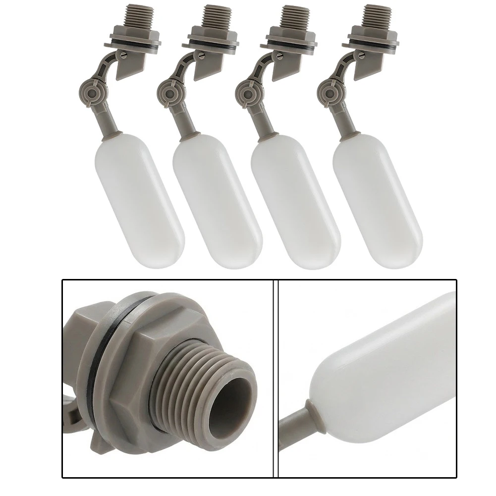 4Pcs 1/2 Inch Plastic Float Ball Valve Adjustable Arm Water Tank Level Control For Swimming Pool Home Storage System