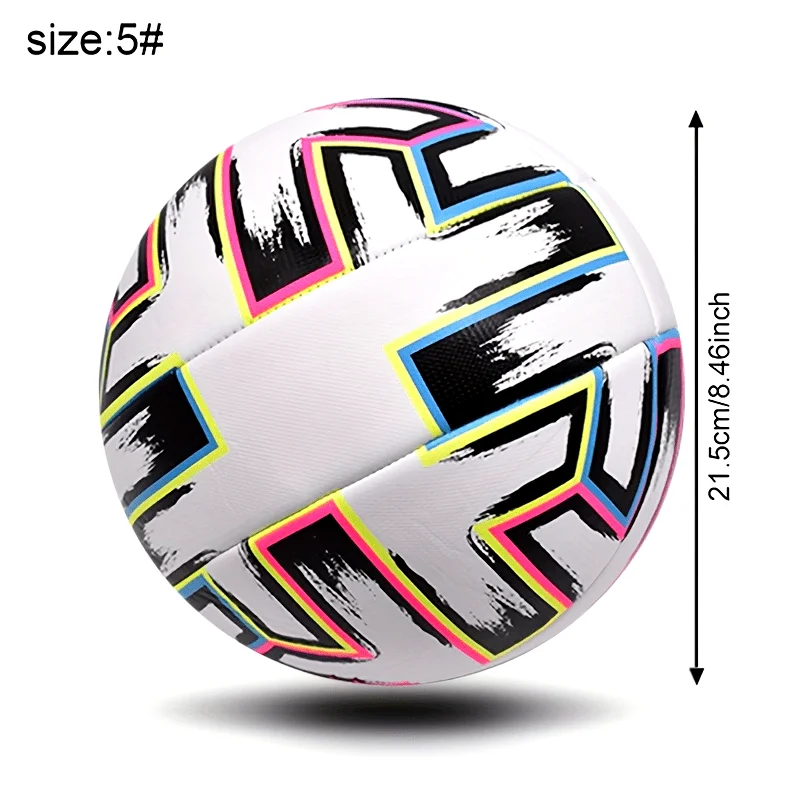 Size 5 Durable Faux Leather Soccer Ball, Machine-Stitched for Men Women, Perfect Gift for Training & Outdoor Match