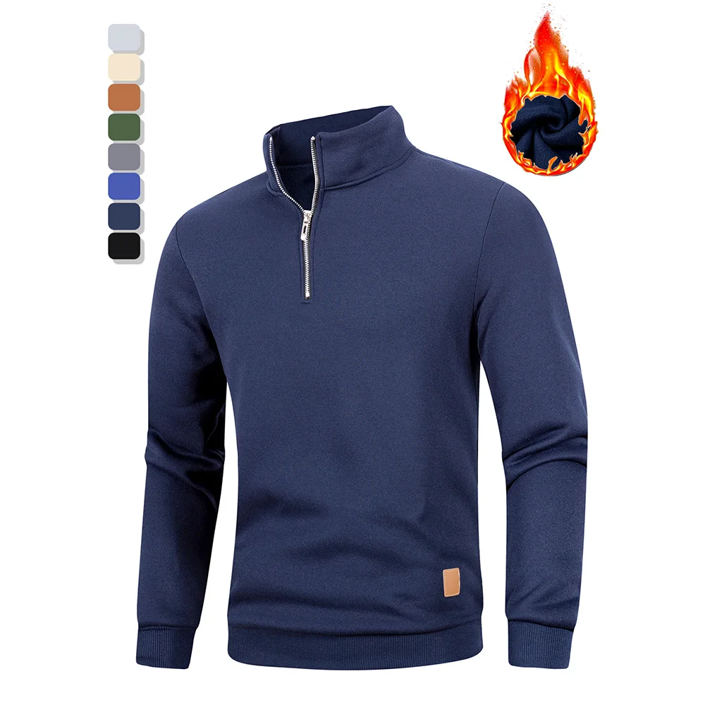 الخريف الرجال نصف سستة الوقوف طوق البلوفرات سليم صالح خفيفة الوزن طويلة الأكمام سترة الرجال بلوزات غير رسمية ملابس الشارع الشهير #3