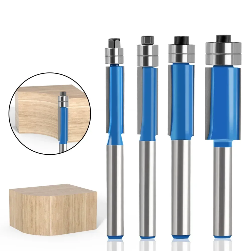 1PC 1/4 "6.35MM 6MM 생크 밀링 커터 나무 조각 이중 베어링 플러시 트림 비트 라우터 비트 목공 우드 비트 페이스 밀