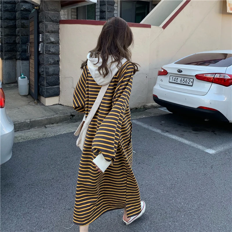 

Autumn Clothing for Women Hooded Loose Waist Long Sleeve Dresses Casual Fashion Vintage Comfort Long Dress New 2023 Streetwear
