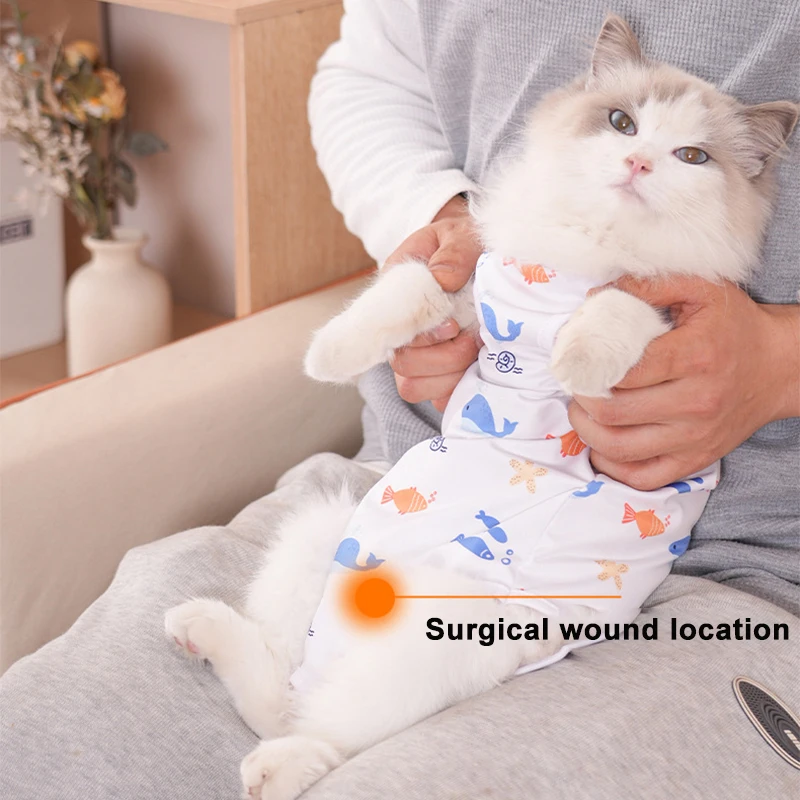 Cat Weaning Suit Pet Care Clothes Small Dogs Cat Sterilization Jumpsuit Anti-licking Surgery Recovery Clothing Kitten Outfits