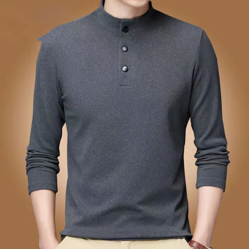 2023 Autumn and Winter Men's New Fashion Business Casual Sweater Standing Collar Long Sleeve Slim Fit Comfortable Versatile Top