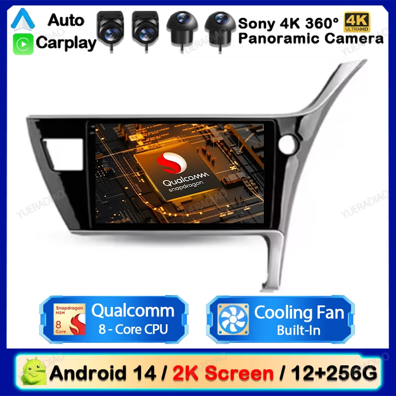 Android 14 Car Radio For Toyota Corolla 11 Auris E180 2017 2018 2019 Multimedia Stereo Video Player GPS Carplay Auto 4G WIFI DSP