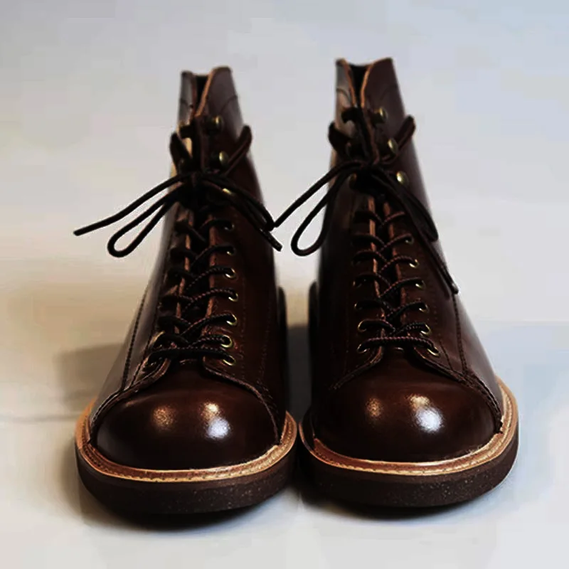 British Style Vintage Mens Boots Cow Leather Work Shoes Male Autumn Winter Motorcycle Ankle Boots for Unisex Size 45