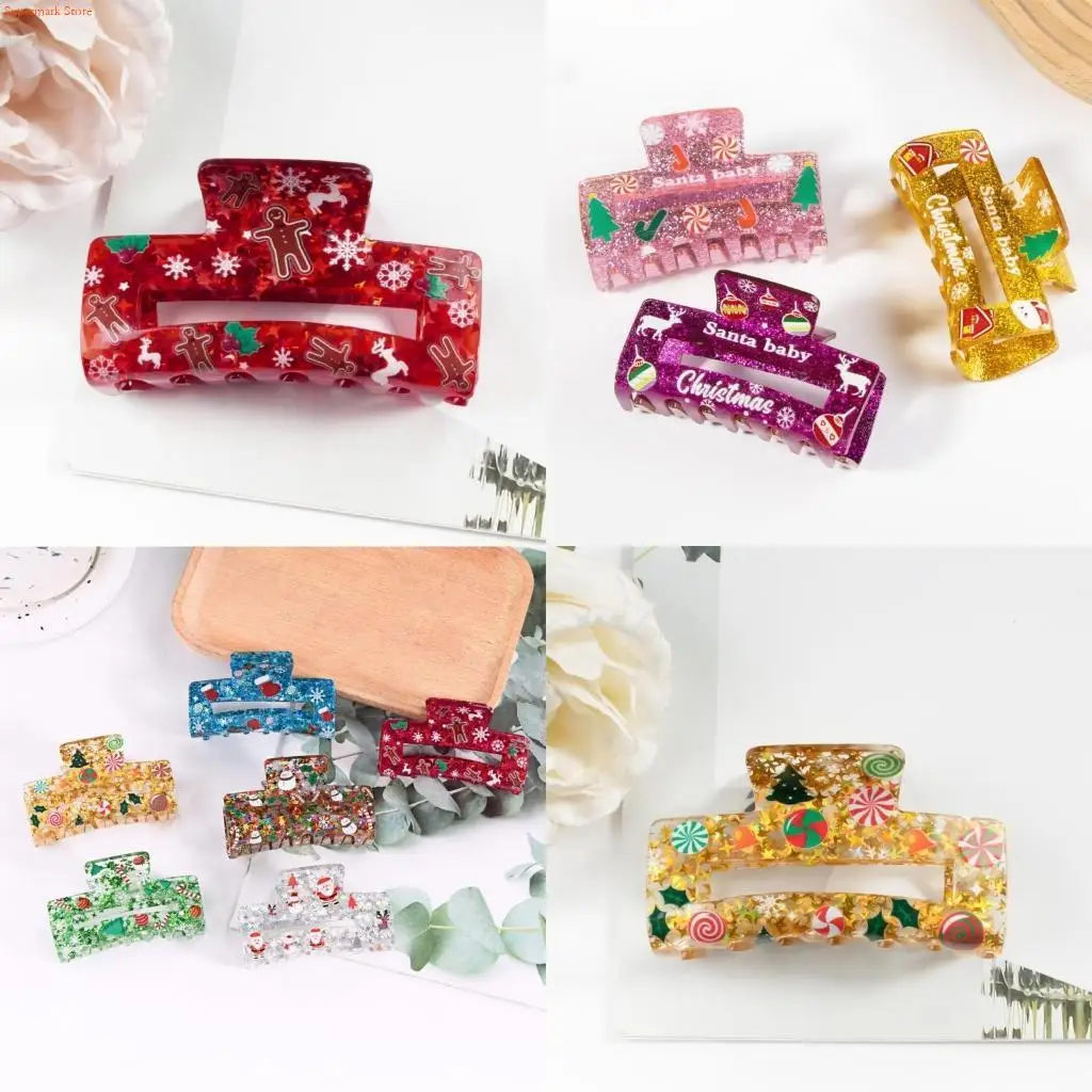 Q5WE Unique Reindeer Glitter Large Hair Claw Clip Hair Jaw Clip Reindeer Hair Catch Barrettes Hair Adornment Hair Ornaments