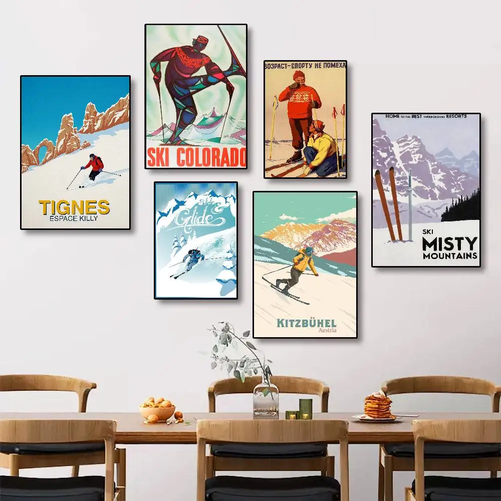 alpine skiing HD art sticky wall waterproof home living room bedroom bar aesthetic decoration
