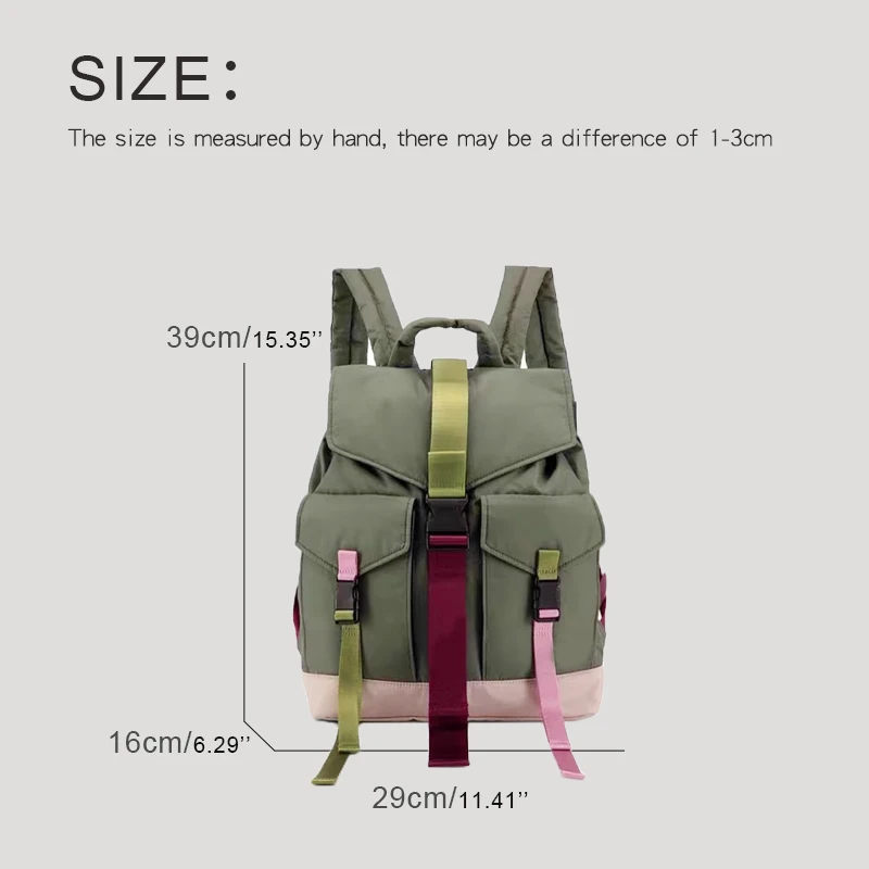 Korean Casual Backpacks For Women Luxury Designer Handbags Purses 2024 New In Polyester Multiple Pockets Large Capacity Shoulder