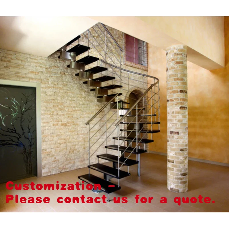 custom.Prima Compact Staircase Indoor Solid Oak Treads Curved Glass Railing Loft Modern Space Saving Luxury