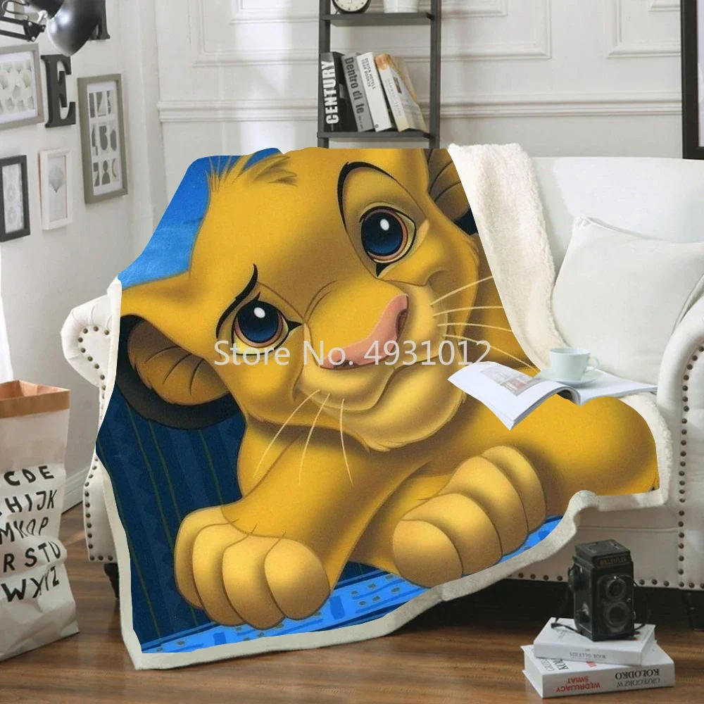 

Anime Blue Simba Lion King Friends Nap Blanket 70x100cm 3D Flannel Sherpa Blankets Baby Kids Gift Throw Sofa Bedroom