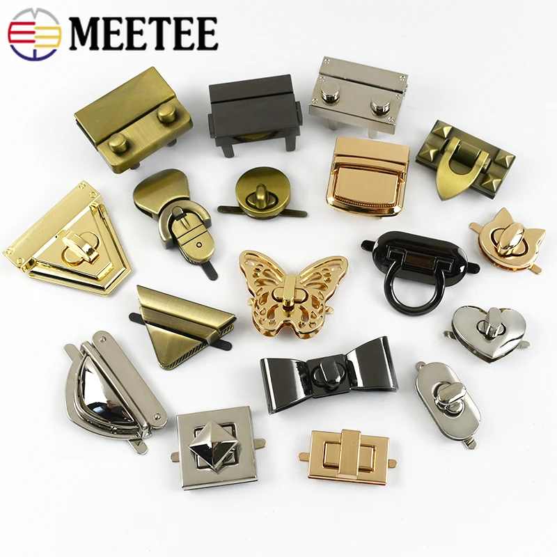 Meetee 2Pcs Handbag Metal Lock Buckle Women's Bags Turn Twist Locks Leather Bag Decor Closure Latch Clasp DIY Hardware Accessory