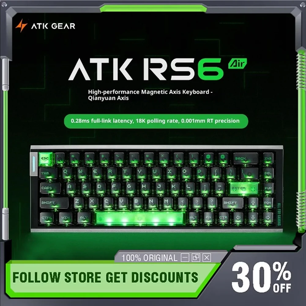 

ATK RS6 Air Механическая клавиатура Проводная одномодовая прокладка 8 кГц RGB Индивидуальная игровая клавиатура с магнитной осью Аксессуары для ноутбуков