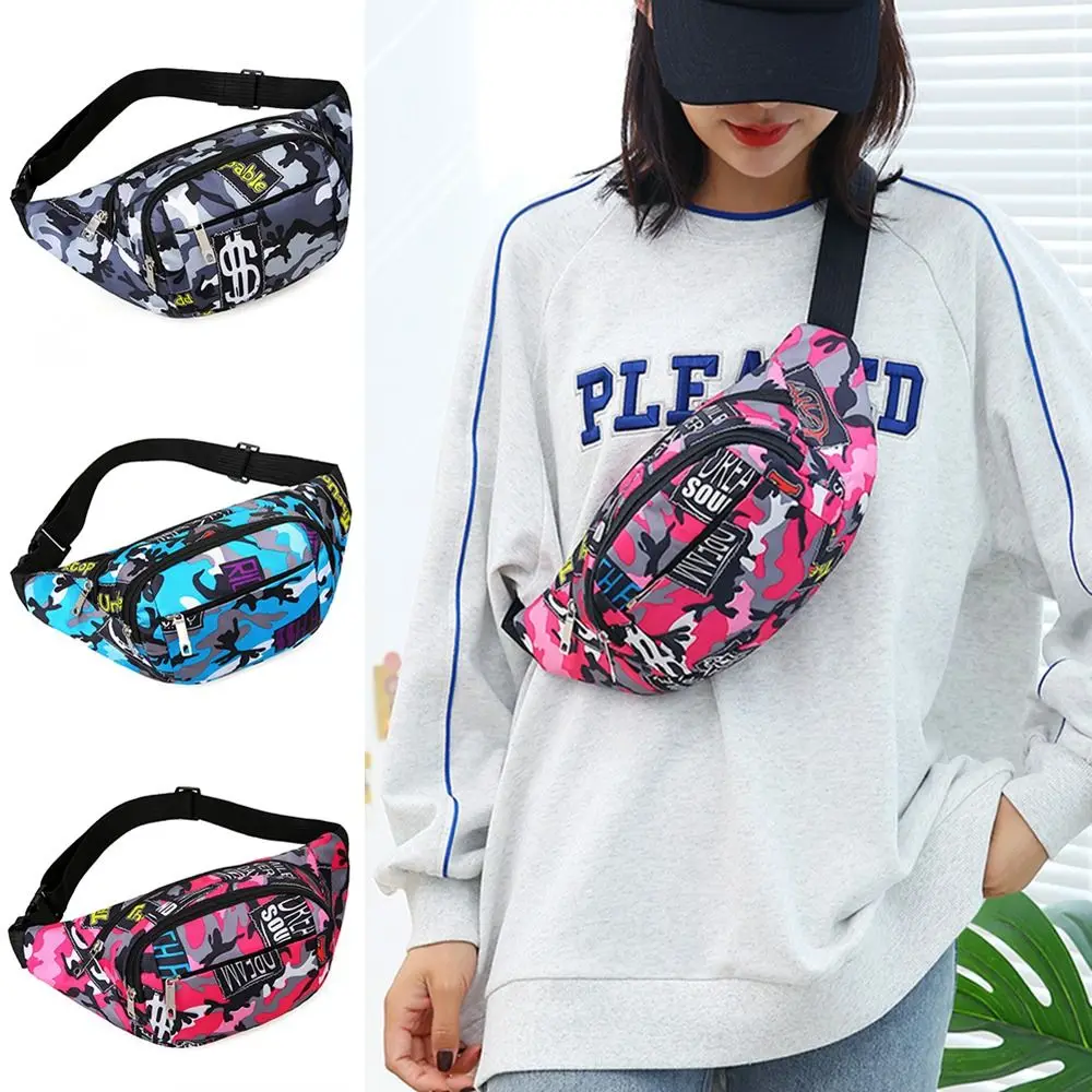 Flower Pattern Women Men Breast Package Waterproof Outdoor Sports Oxford Cloth Pouch Waist Bag Fanny Pouch Crossbody Bag