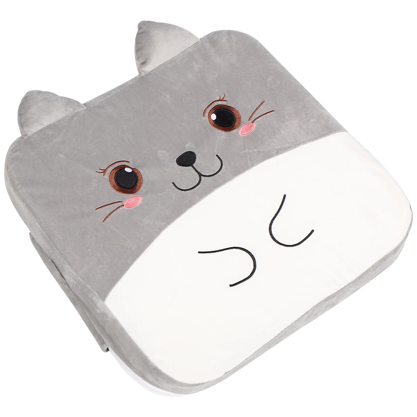 Cuscino per seggiolino per bambini, spessore 5 cm, cartone animato, gatto grigio, cuscino rialzato per bambini, per sala da pranzo, apprendimento, antiscivolo, per tutte le stagioni
