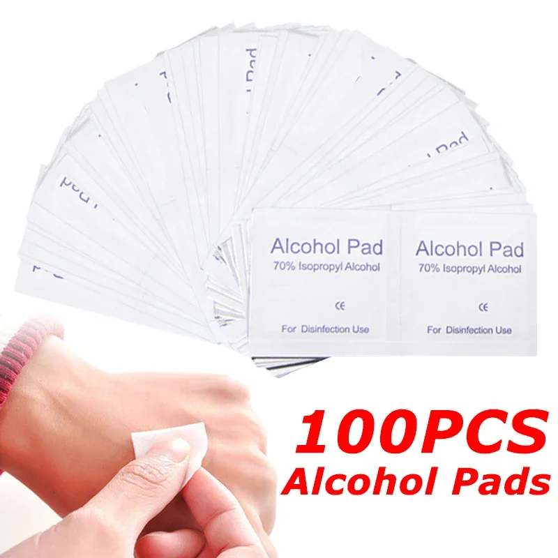 100/200Pcs 70% Alcohol Pad Universal Car Cleaning Disposable Sterilization Disinfectant Pad Phone Glasses Care Auto Accessories