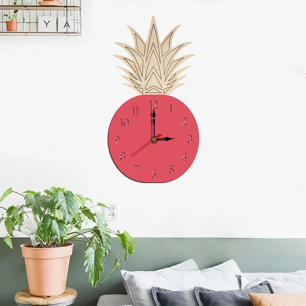 

Fruit Wall Clock Clocks Kids Pineapple Watch No Noise Room Cartoon Shaped Yellow for