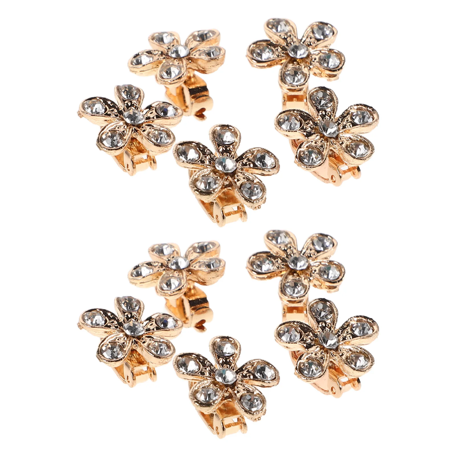 

10Pcs Sparkling Rhinestone Flower Hair Clips Elegant Bridal Accessories Mini Wedding Barrettes Stylish Floral Pieces