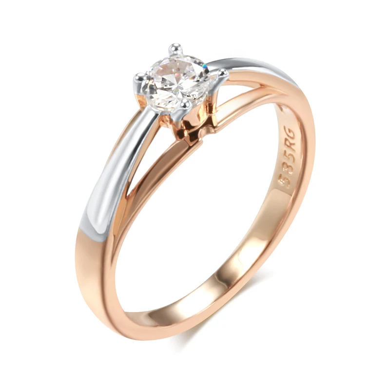 Kinel Hot Bride Wedding Rings Luxury 585 Rose Gold Silver Color Mix Natural Zircon Setting Slim Design Daily Jewelry For Women