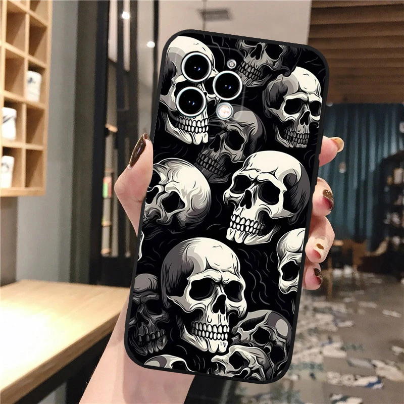 

Phone Case Carcasa Funda For iPhone 17 Pro Max Air 16 15 14 13 Pro Max 15 16 Pro 15Plus Skull Case