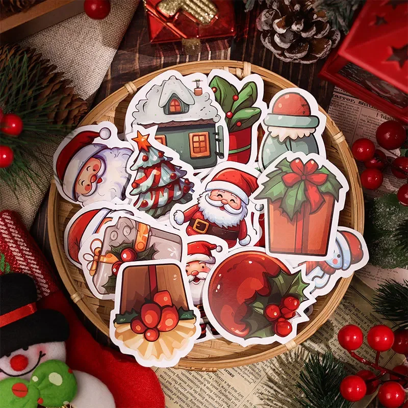 Christmas Stickers Cute Cartoon DIY Scrapbooking Gift Decals Ren Sticker PVC Waterproof Funny New Year For Laptop Phone