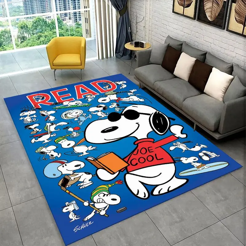 HD Funny S-Snoopy Cartoon Dog Carpet Rug for Playroom Bedroom Living Room Sofa Home Decor,Game Area Rug Non-slip Floor Mat Fest