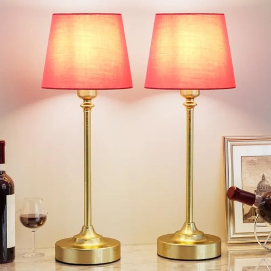 

Cordless Table Lamps Rechargeable Set - Brass 4000mAH Battery Operated Lamps for Decor, 3000K Stepless Dimming Touch Control Wi