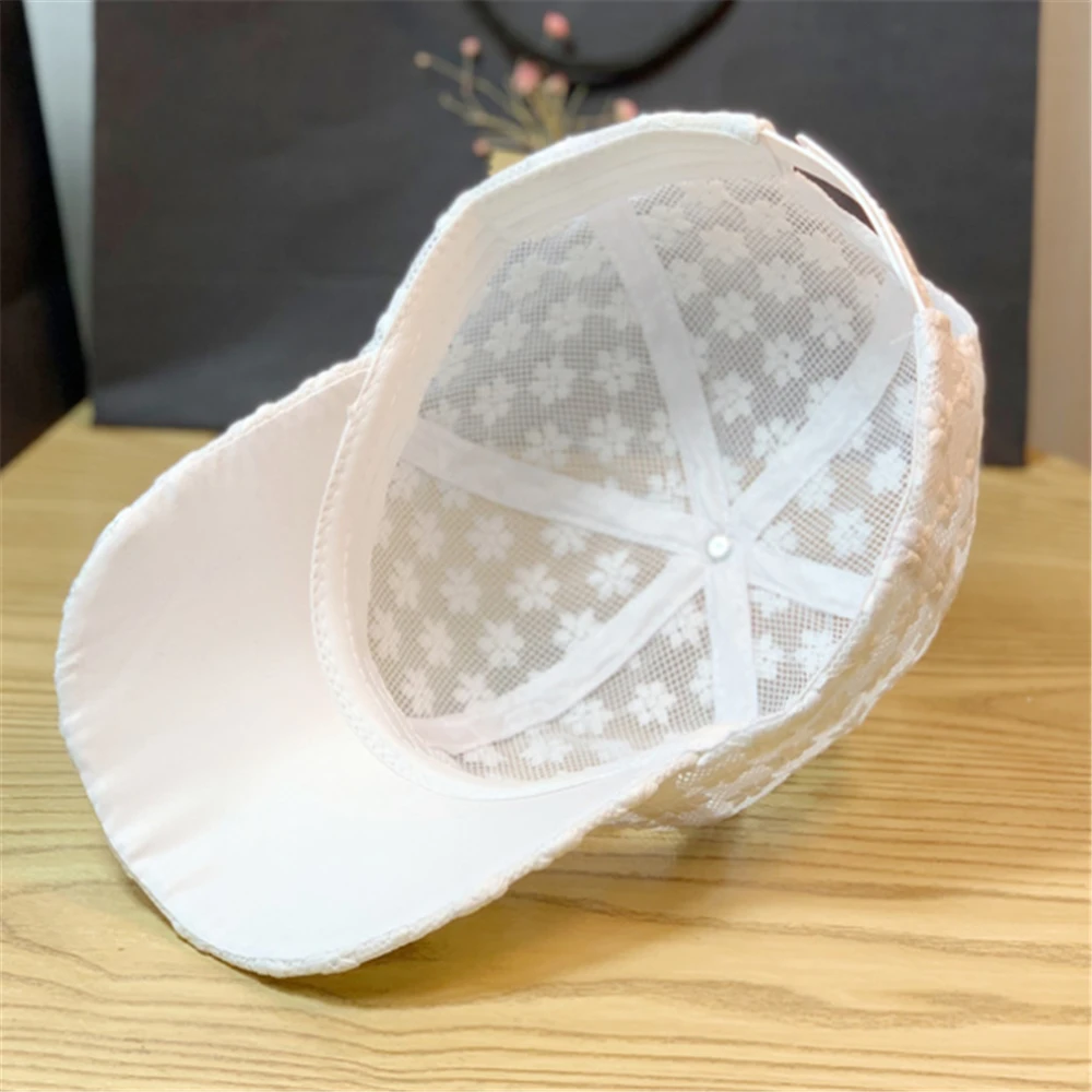 Lace Hat Women Thin Baseball  Summer Sunscreen Sun  Hollow Breathable  Cap Sweet