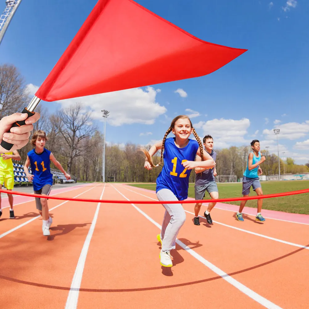 6Pcs Red Referee Signal Flags Durable Lightweight Polyester Stainless Steel Handheld Flags for Sports Traffic Racing