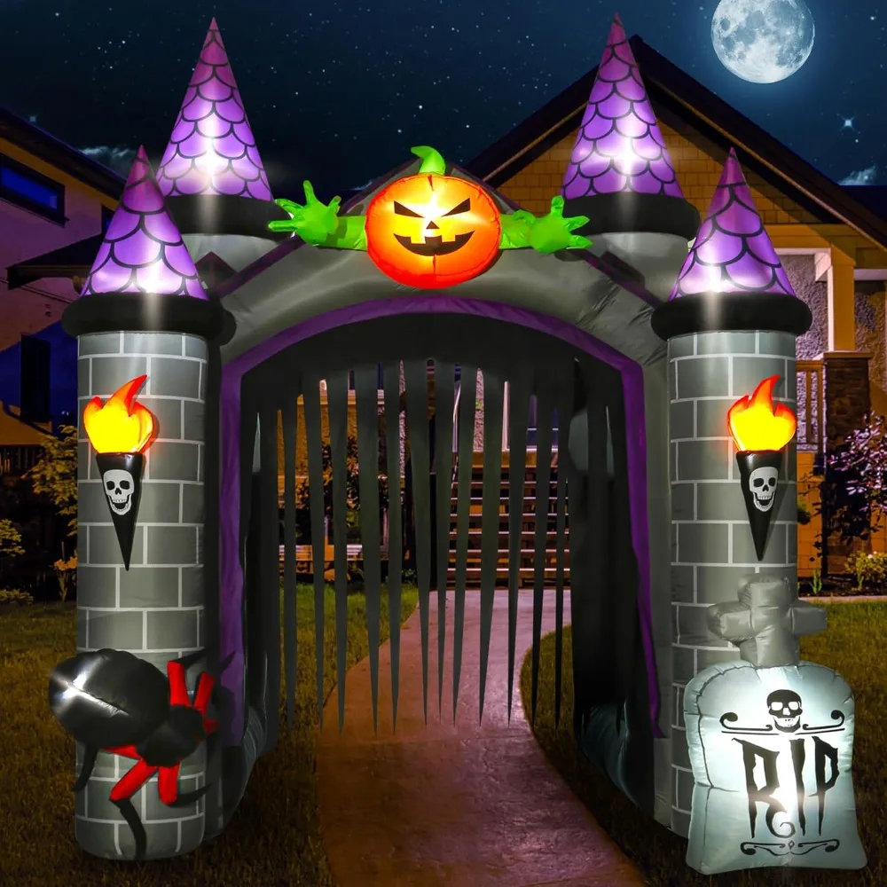 

Giant Halloween Inflatable Haunted House with LED Lights for Outdoor Yard Decorations in 2025