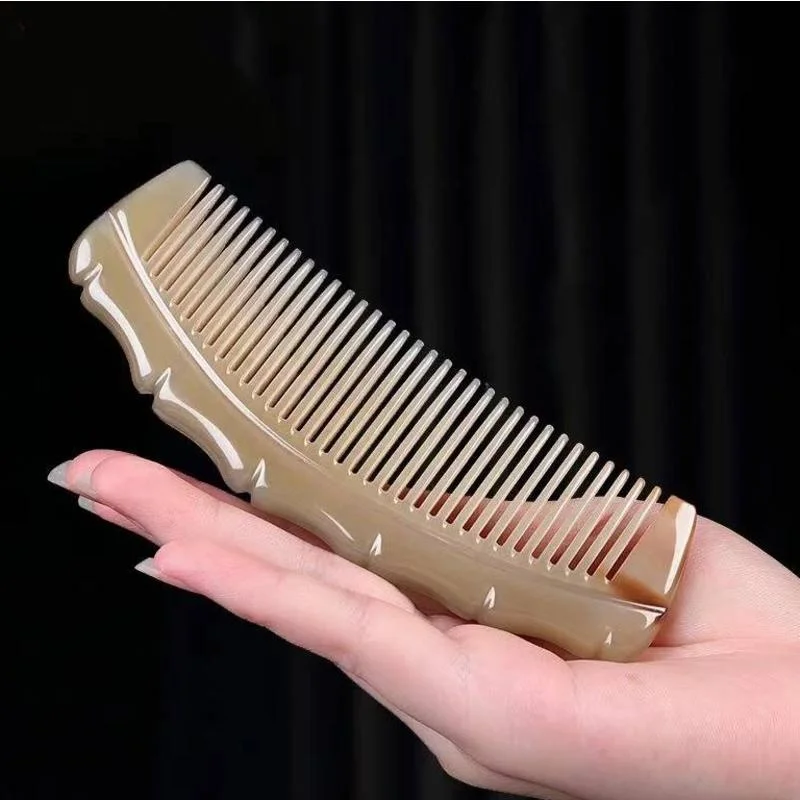 Natural Yak Horn Comb Head Therapy Scalp Scraping Meridians Massage Comb Anti-Static Hair Hairdressing SAP Styling Tool