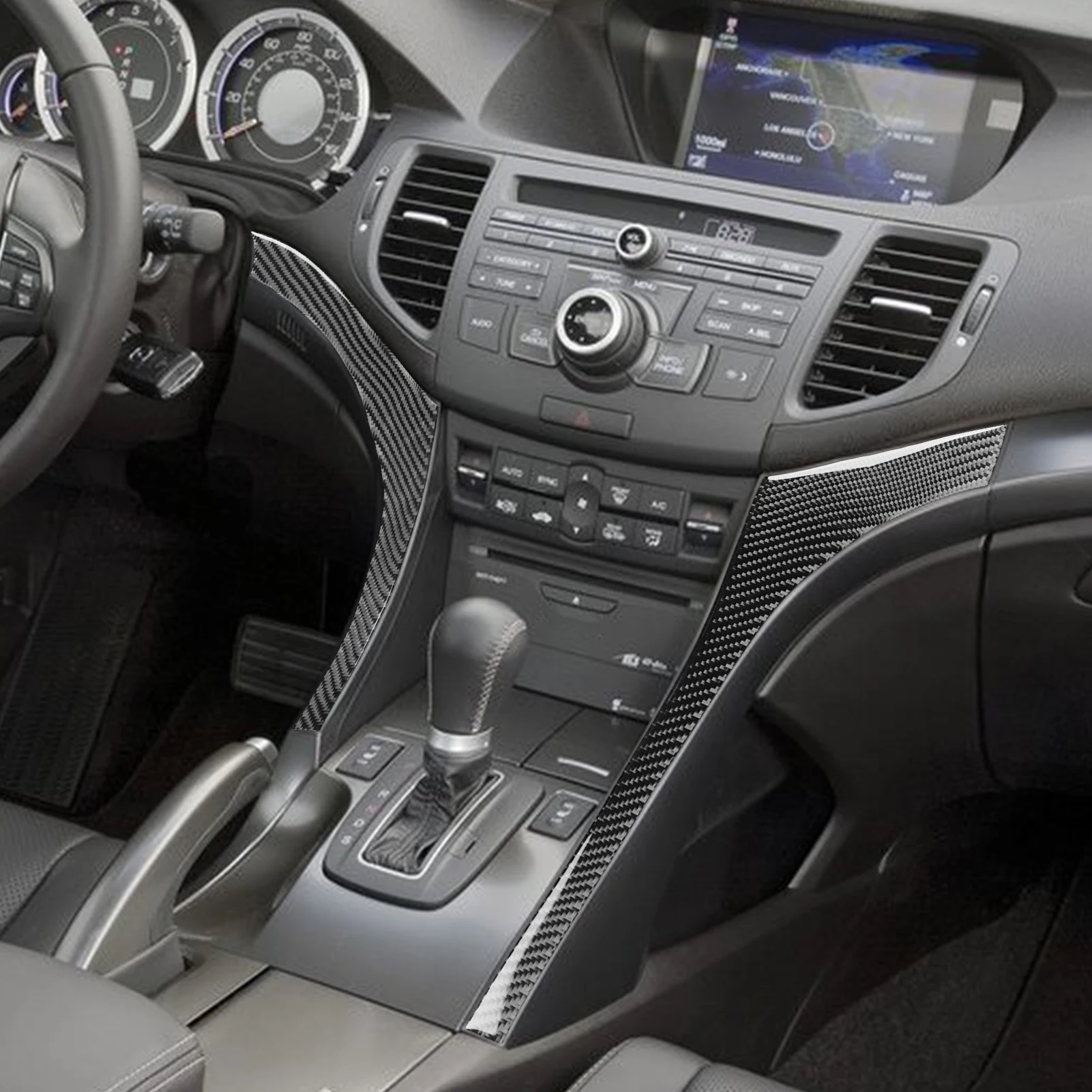 

For Acura TSX 2009-2014 Carbon Fiber Central Console Control Dashboard Both Sides Panel Cover Car Accessories Interior Sticker