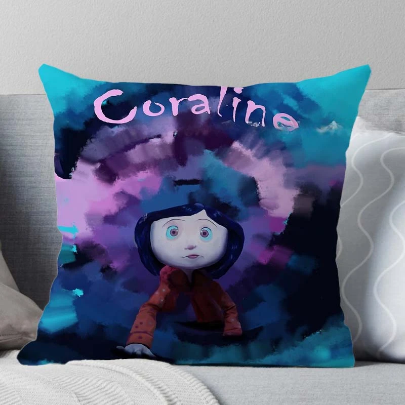 Coraline Pillow Case 45cm Decorative Bedroom Sofa Car Cushion Cover Boys Girls Cool Pillowcover Kids Gifts No Pillow Insert