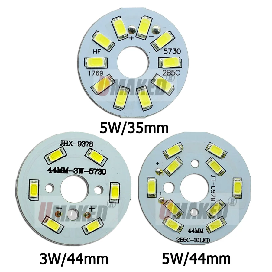 5pcs  3W 44mm 5W 35/44mm LED ball chip,led PCB with smd for bulb light, lighting source, aluminum plate base diy downlight lamp