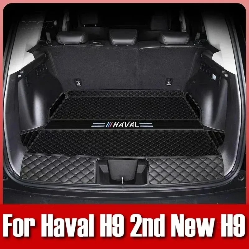 

For Haval H9 2nd 2024 2025 New H9 Trunk Protection PU Leather Mat Cover Waterproof Cargo Liner Boot Carpets Car Accessories