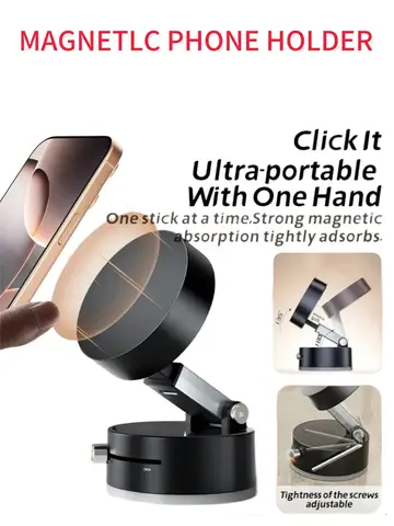 More Portable Vacuum Magnetic Mobile Phone Bracket Adjustable Double-Sided Suction Cup Holder Lazy Stand For All Smartphone