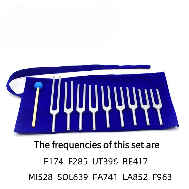 9 Aluminum Tuning Forks Set F174F285UT396RE417MI528SOL639FA741LA852F963
