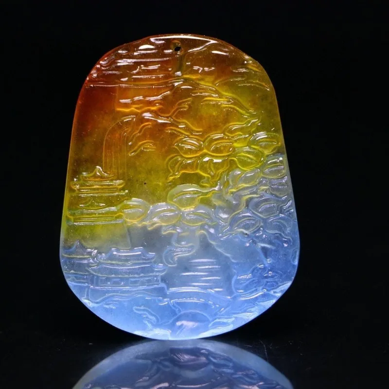 

Натуральный высокий лед резной пейзаж брендовый кулон изысканные ювелирные изделия