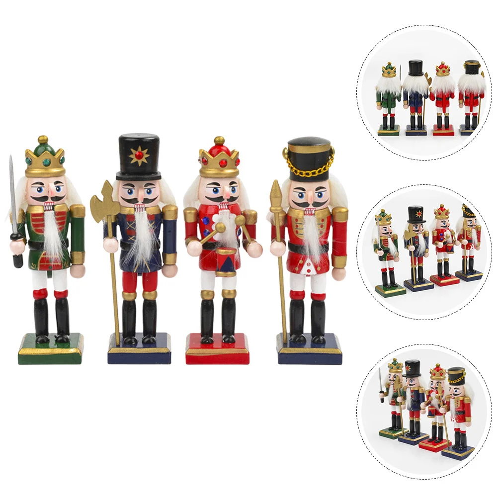 

4Pcs Wooden Nutcrackers Christmas Soldier Nutcracker Decorations Xmas Party Table Desktop Decor Wood Xmas Nutcrackers