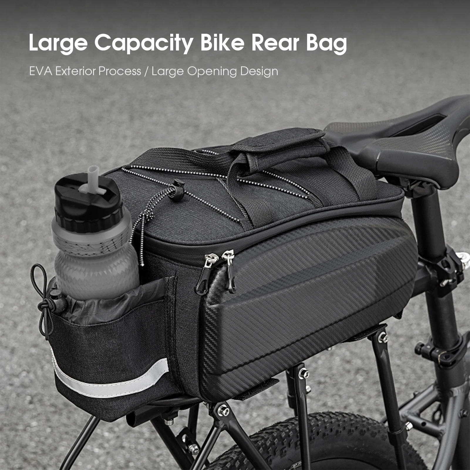 

Bike Saddle Bags Rear Rack For Mountain Riding Travel Bike Saddle Seat Bag Carrier with Reflector