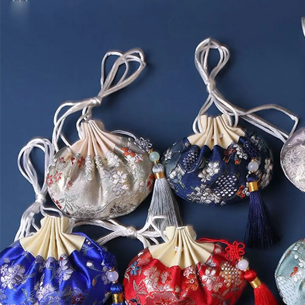 

Chinese Style Empty Sachet Purse Pouch Drawstring Tassel Jewelry Storage Bag Multi-color Embroidery Cloth Jewelry Pouch