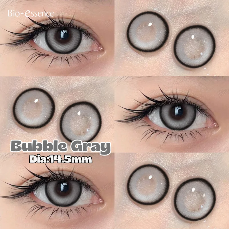 Bio-essence 1Pair Black Contact Lenses with Diopter Yearly 15.00mm Contacts Large Diameter Brown Big Eyes Makeup Soft Pupils